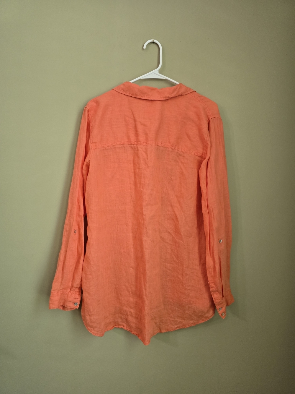 Sigrid Olsen Coral Button-Front Linen Shirt Women Size L - Picture 2 of 11